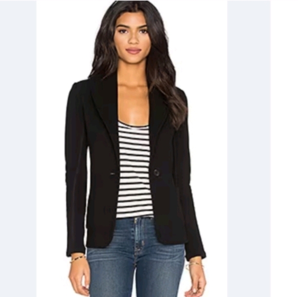 Standard James Perse Black French Terry Stretch Cotton One Button Knit Blazer Xl - Picture 1 of 9